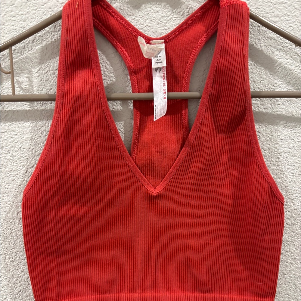FP Movement by Free People Red Ribbed Tank